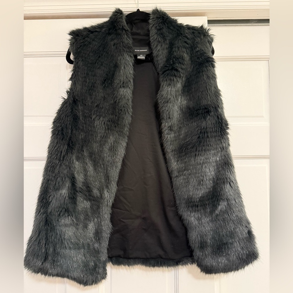 Club Monaco Dark Gray Faux Fur Vest